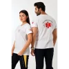 Paramedik Yuvarlak Yaka Penye Kısa Kol Tshirt - Beyaz