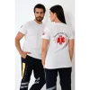 Paramedik Yuvarlak Yaka Penye Kısa Kol Tshirt - Beyaz