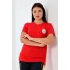 Paramedik Yuvarlak Yaka Penye Kısa Kol Tshirt - Kırmızı