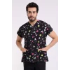 Yarasa Kol Dijital Unisex Desenli Üst - 6506 Siyah Yıldız Kalp