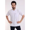 Zarf Yaka Erkek Tek Üst Likralı - 6401 Beyaz Soft
