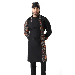 Askılı Önlük Desen Garnili Siyah Çakıl Taşı