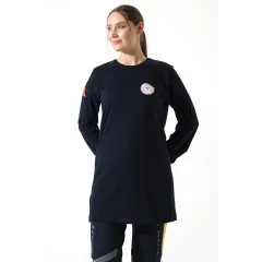 Acil Sağlık Yuvarlak Yaka Penye Tunik Baskılı - Lacivert