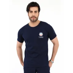 Təcili Yardım Yuvarlak Yaka Penye Kısa Kol Tshirt - Lacivert