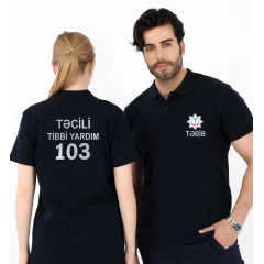 Təcili Yardım Yakalı Kısa Kol Tshirt - Lacivert