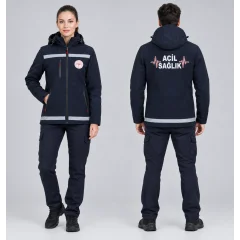 Acil Sağlık Soft Shell Mont Çıkarılabilen Kapüşonlu