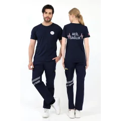 Acil Sağlık Yuvarlak Yaka Penye Kısa Kol Tshirt - Lacivert