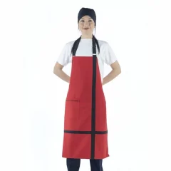 Askılı Önlük Biyeli - Kırmızı Siyah Biyeli