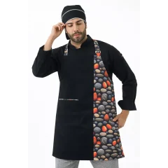 Askılı Önlük Desen Garnili Siyah Çakıl Taşı