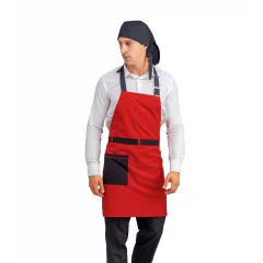Askılı Önlük Kemerli - Kırmızı Siyah Kemerli