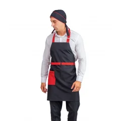 Askılı Önlük Kemerli - Siyah Kırmızı Kemerli