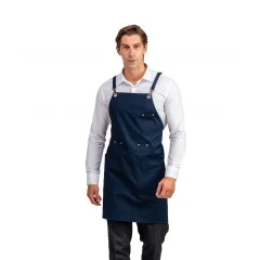 Barista Askılı Önlük Kanguru Cepli - Lacivert