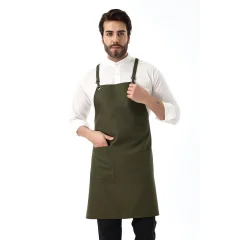 Barista Askılı Önlük Tek Cepli - Yeşil