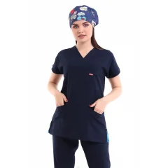 Bflex Unisex Likralı Yarasa Kol Tek Üst - 6402 Lacivert Soft