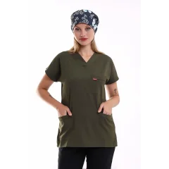 Bflex Unisex Likralı Yarasa Kol Tek Üst - 6427 Haki Yeşili