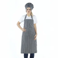 Desenli Askılı Önlük - 3004 Beyaz Çizgi