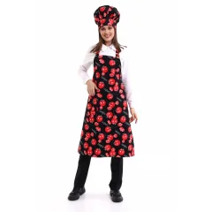 Desenli Askılı Önlük - 3201 Domates