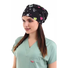 Dijital Unisex Desenli Bone - 6506 Siyah Yıldız Kalp