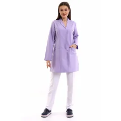 Doktor Öğretmen Kadın Önlük Ara Boy Ceket Yaka - 11 Lila