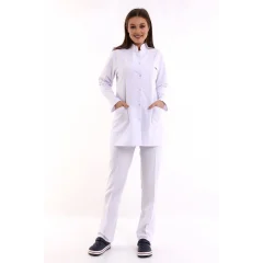 Doktor Öğretmen Kadın Önlük Ceket Boy Hakim Yaka - 171 Beyaz