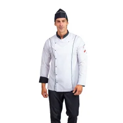 Erkek Aşçı Ceket 01 - Beyaz Siyah Biye