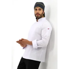 Erkek Likralı Aşçı Ceket - 6401 Beyaz Soft
