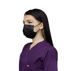 İNCE LASTİKLİ CERRAHİ MASKE 50 Lİ - SİYAH - STANDART