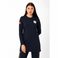 PARAMEDİK Yuvarlak Yaka Penye Tunik Baskılı - Lacivert