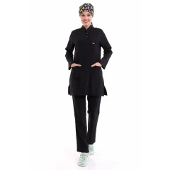 Soft Likralı Tesettür Forma Takım İki Çıtçıt - 6403 Siyah Soft