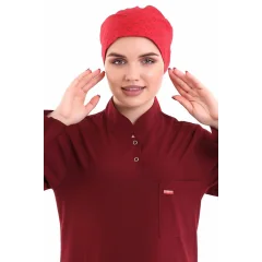 Tesettür Bone - 5308 Kırmızı Küçük Kalp