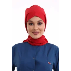 Tesettür Boyun Bağlamalı Bone - 115 Kırmızı