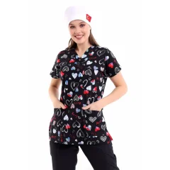 Yarasa Kol Desenli Unisex Tek Üst - 5003 Siyah Love