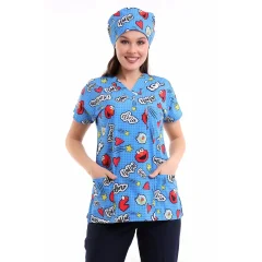 Yarasa Kol Dijital Unisex Desenli Üst - 6504 Kurabiye Canavarı