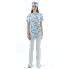 Zarf Yaka Desenli Üst - 4101 Smile Diş