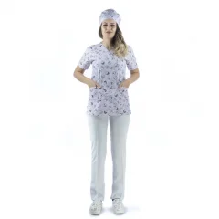 Zarf Yaka Desenli Üst - 4104 Lila Diş