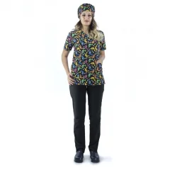 Zarf Yaka Desenli Üst - 9006 Dino