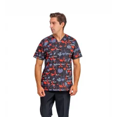 Zarf Yaka Erkek Desenli Üst - 4110 Kırmızı Kalpli