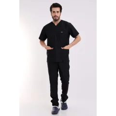 Zarf Yaka Erkek Likralı Takım - 6403 Siyah