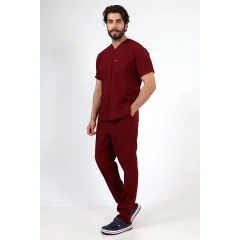 Zarf Yaka Erkek Likralı Takım - 6407 Bordo