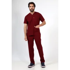 Zarf Yaka Erkek Likralı Takım - 6407 Bordo