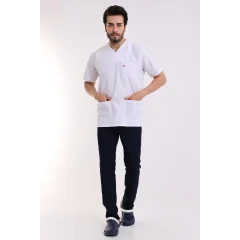 Zarf Yaka Erkek Takım - Beyaz Lacivert