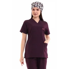 Zarf Yaka Kadın Tek Üst - 64 Mürdüm