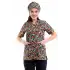Zarf Yaka Desenli Üst - 9007 Kuru Kafa Renkli
