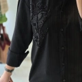 Boncuk İşlemeli Siyah Gömlek
