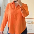 Canlı Turuncu Cepli Basic Gömlek