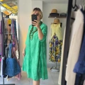 Canlı Yeşil Kloş Midi Elbise