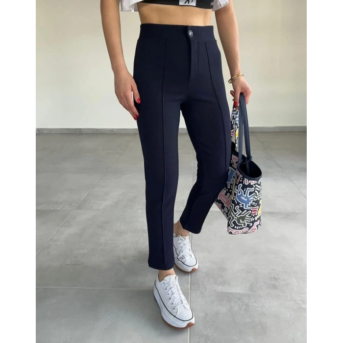 Dikiş Detaylı Yüksek Bel Pantolon