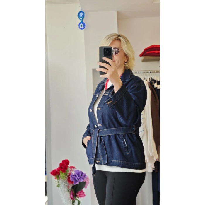 Kemerli Denim Ceket