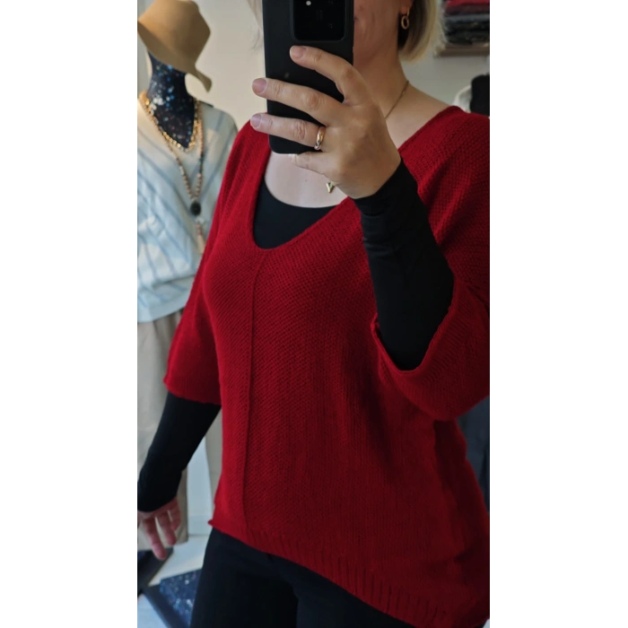 Kırmızı Salaş Kesim Triko