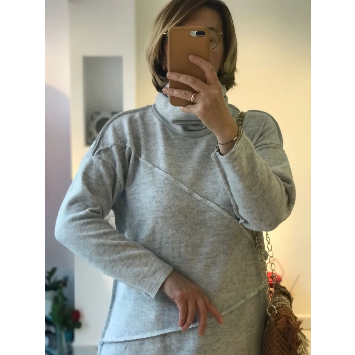 Melanj Gri Modern Kesim Sweatshirt